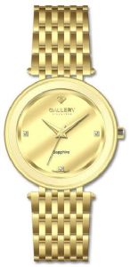 שעון גלרי לאישה בגוון זהב מלא, בעיצוב קלאסי ואלגנטי